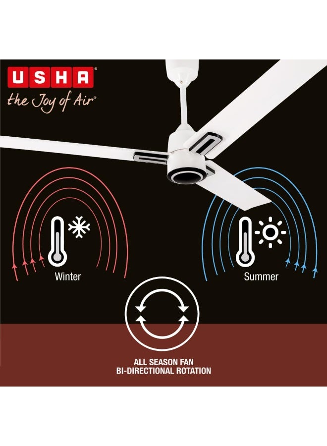 USHA AeroEdge Plus 1200mm BLDC Ceiling Fan with IR Remote | LED Indicator | BEE 5 Star Rated Energy Efficient | 100% Copper Motor | High Air Delivery 220CMM | 2 Year Warranty | (Rich White) - Image 3